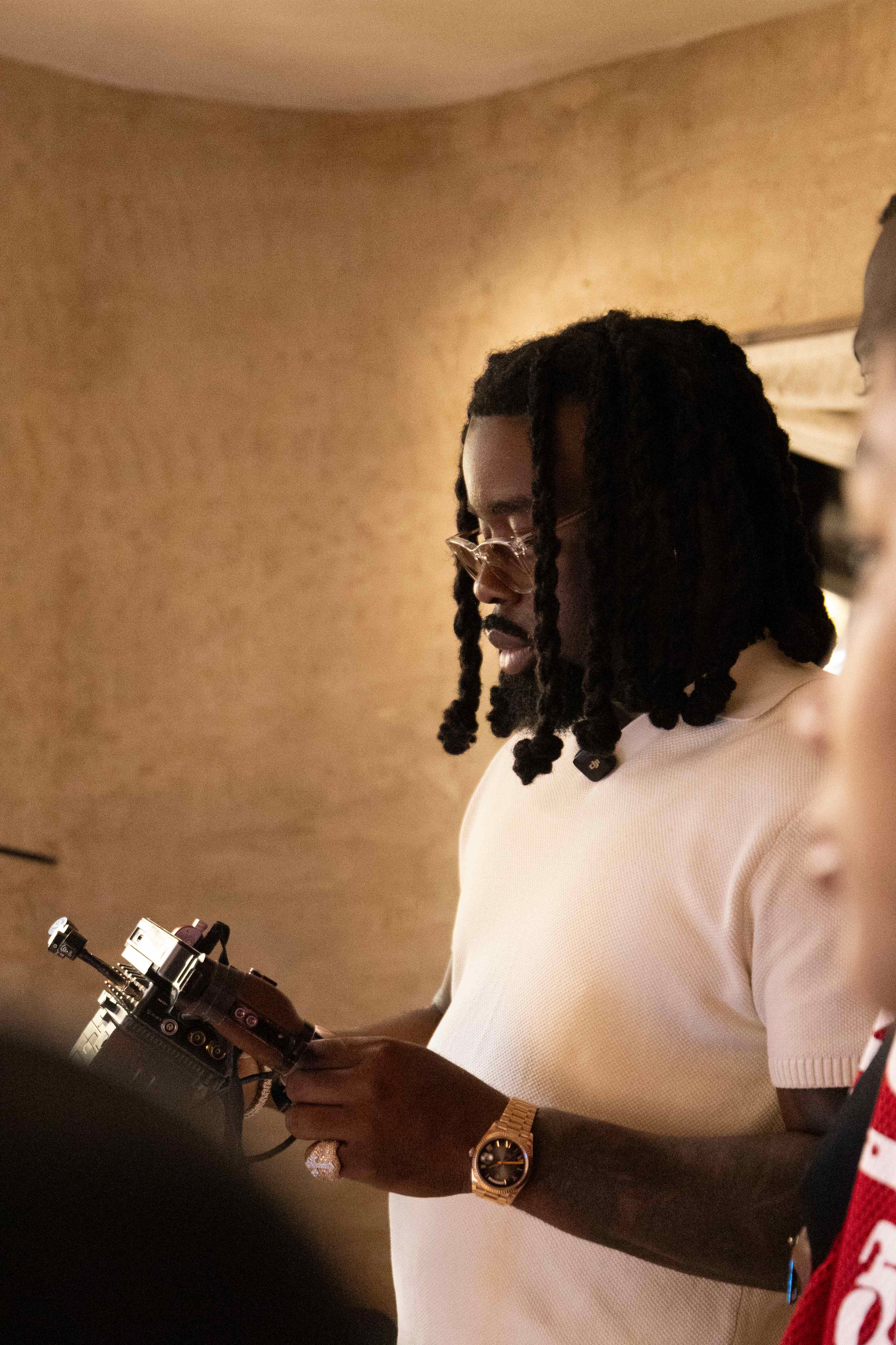 Creative director reviewing a shot on set
